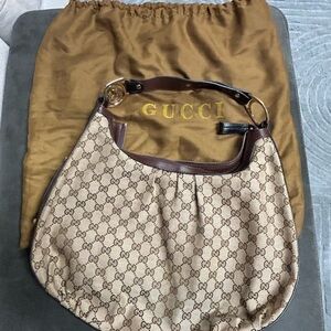 Gucci Beige and Brown Hobo Bag